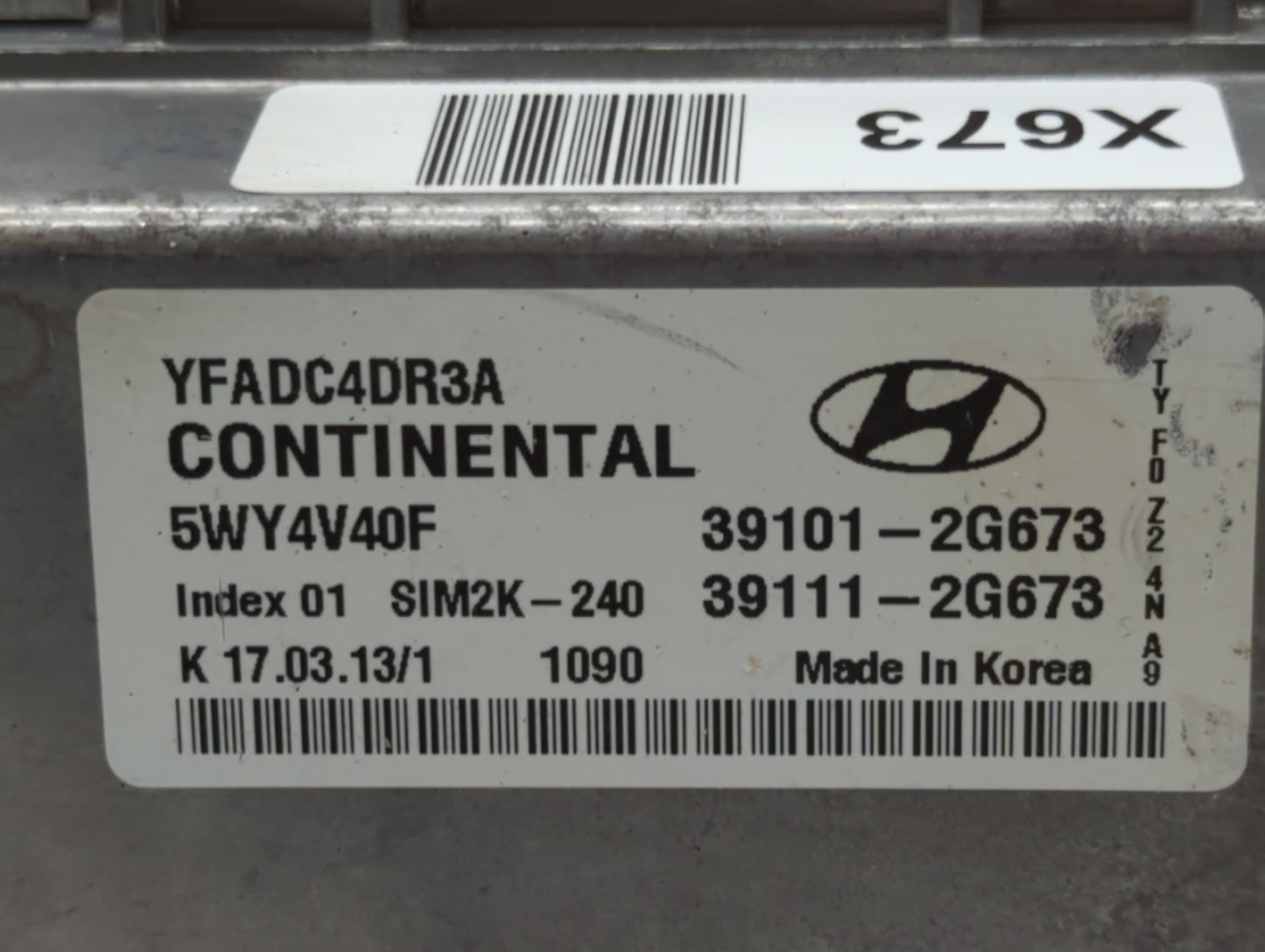 2011-2014 Hyundai Sonata PCM Engine Control Computer ECU ECM PCU OEM P/N:39101-2G673 Fits Fits 2011 2012 2013 2014 OEM Used 
