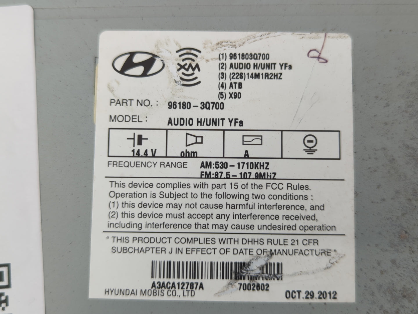 2013-2014 Hyundai Sonata Am Fm Cd Player Radio Receiver - Oemusedautoparts1.com