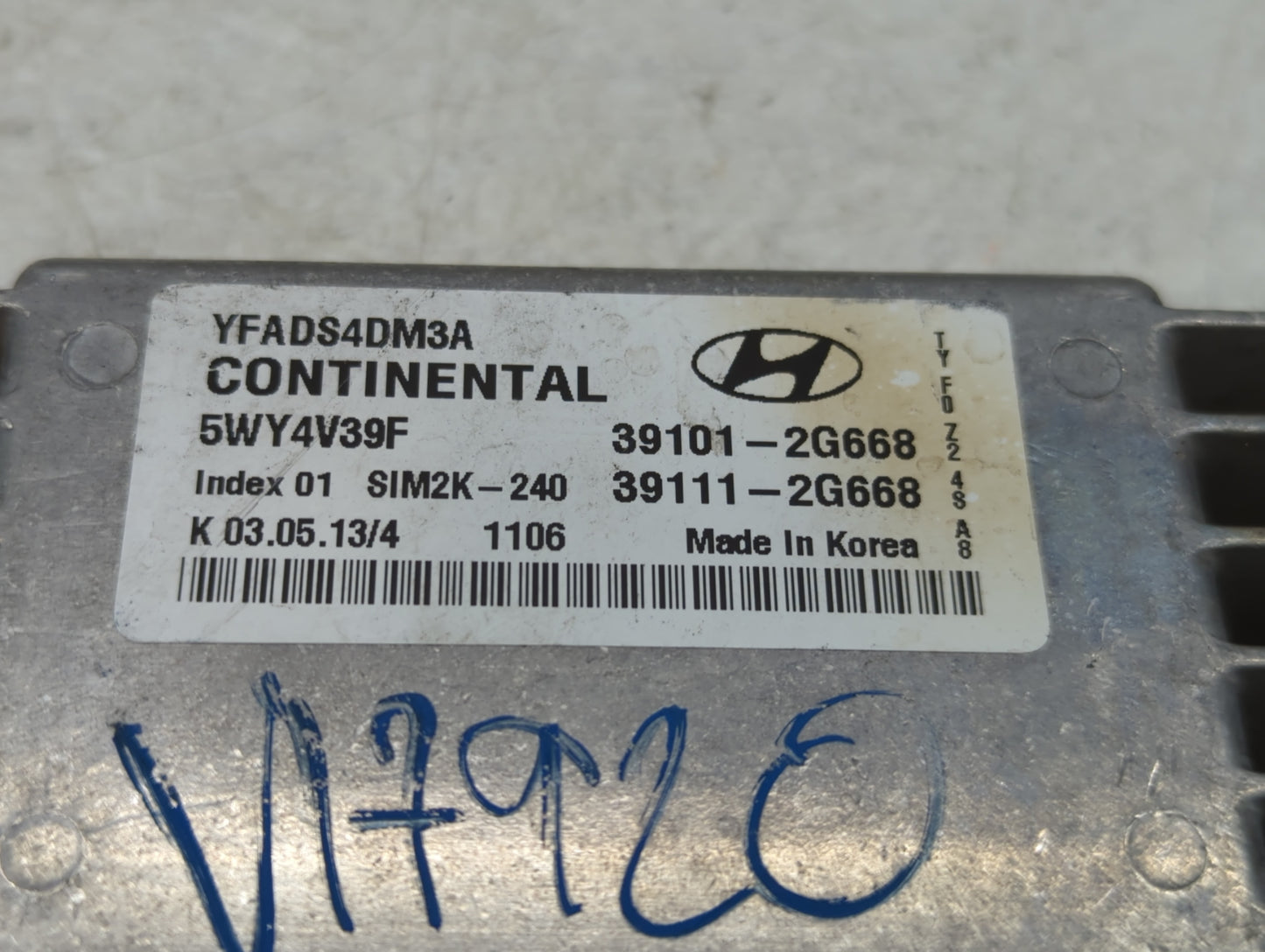 2011-2014 Hyundai Sonata PCM Engine Control Computer ECU ECM PCU OEM P/N:39101-2G668 Fits Fits 2011 2012 2013 2014 OEM Used 