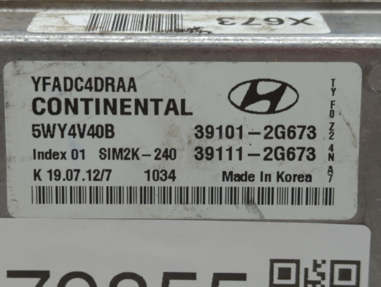 2011-2014 Hyundai Sonata PCM Engine Control Computer ECU ECM PCU OEM P/N:39101-2G673 39101-2G663 Fits Fits 2011 2012 2013 20