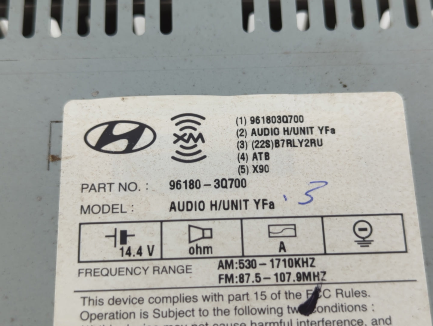 2012-2014 Hyundai Sonata Radio AM FM Cd Player Receiver Replacement P/N:96180-3Q700 Fits Fits 2012 2013 2014 OEM Used Auto P