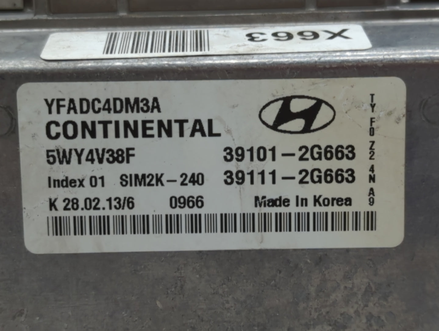 2011-2014 Hyundai Sonata PCM Engine Control Computer ECU ECM PCU OEM P/N:39101-2G663 Fits Fits 2011 2012 2013 2014 OEM Used 