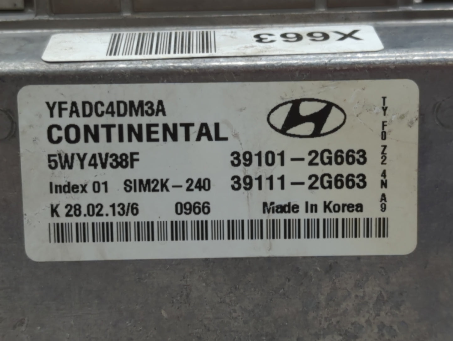 2011-2014 Hyundai Sonata PCM Engine Control Computer ECU ECM PCU OEM P/N:39101-2G663 Fits Fits 2011 2012 2013 2014 OEM Used 