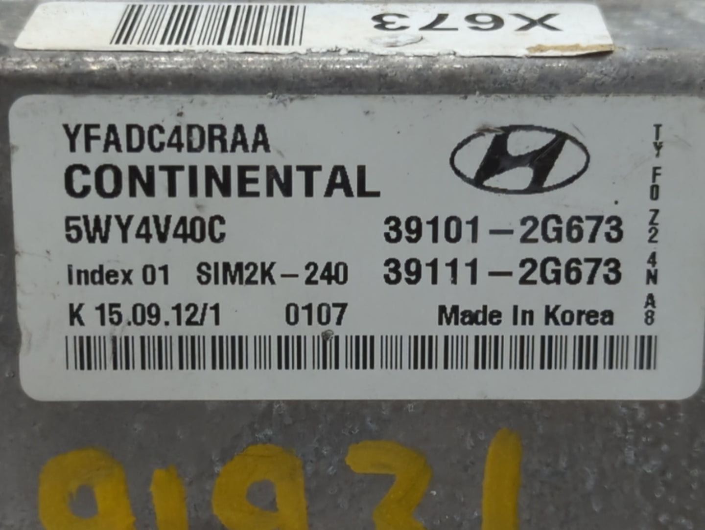 2011-2014 Hyundai Sonata PCM Engine Control Computer ECU ECM PCU OEM P/N:39101-2G673 Fits Fits 2011 2012 2013 2014 OEM Used 