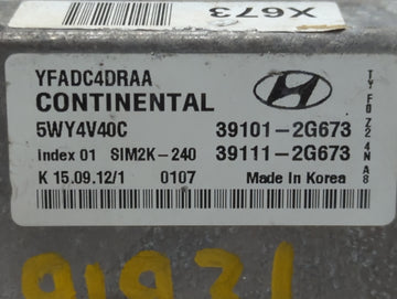 2011-2014 Hyundai Sonata PCM Engine Control Computer ECU ECM PCU OEM P/N:39101-2G673 Fits Fits 2011 2012 2013 2014 OEM Used Auto Parts