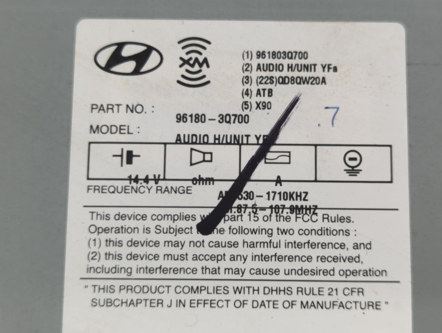 2012-2014 Hyundai Sonata Radio AM FM Cd Player Receiver Replacement P/N:961803Q700 Fits Fits 2012 2013 2014 OEM Used Auto Pa