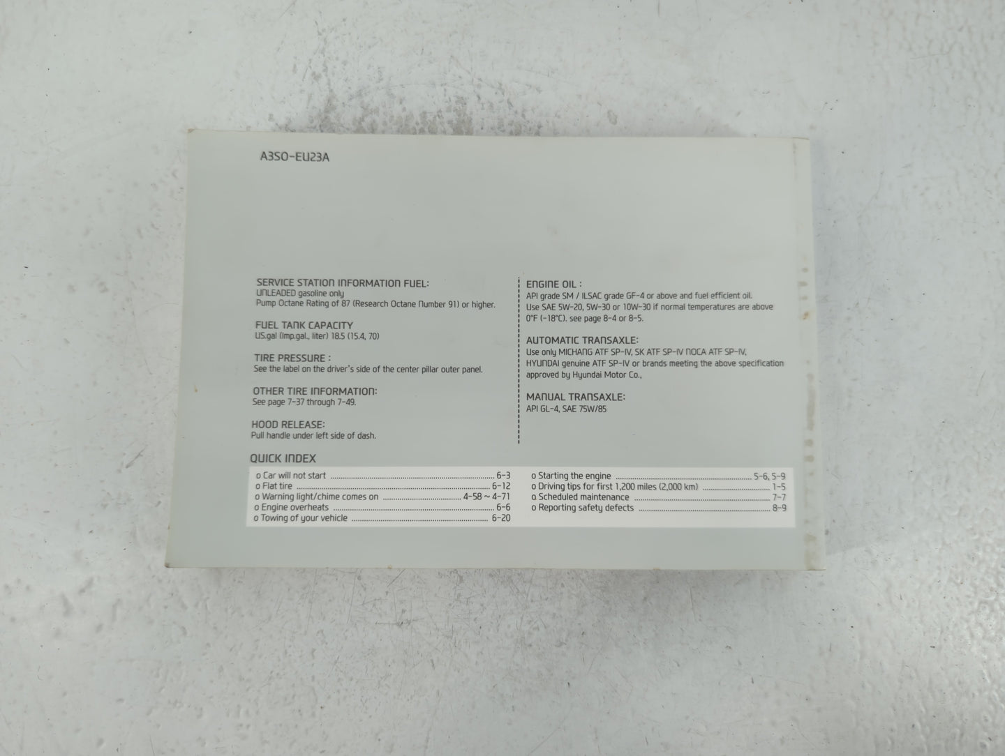 2013 Hyundai Sonata Owners Manual Book Guide P/N:A3S0-EU23A OEM Used Auto Parts - Oemusedautoparts1.com