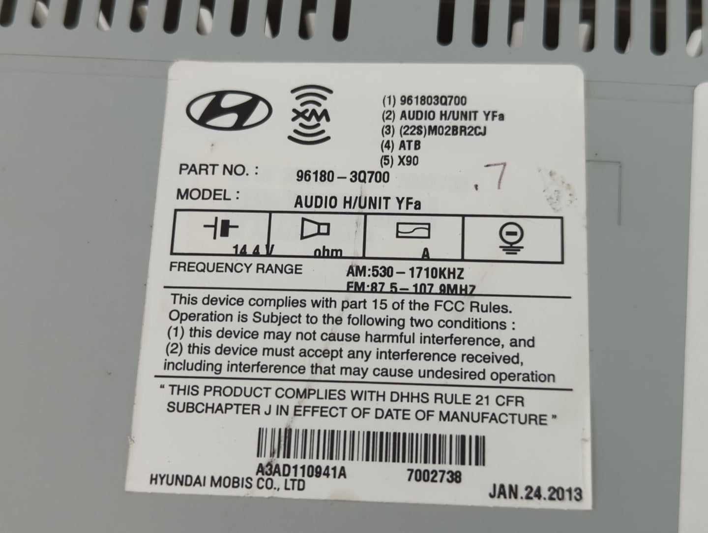 2012-2014 Hyundai Sonata Am Fm Cd Player Radio Receiver - Oemusedautoparts1.com