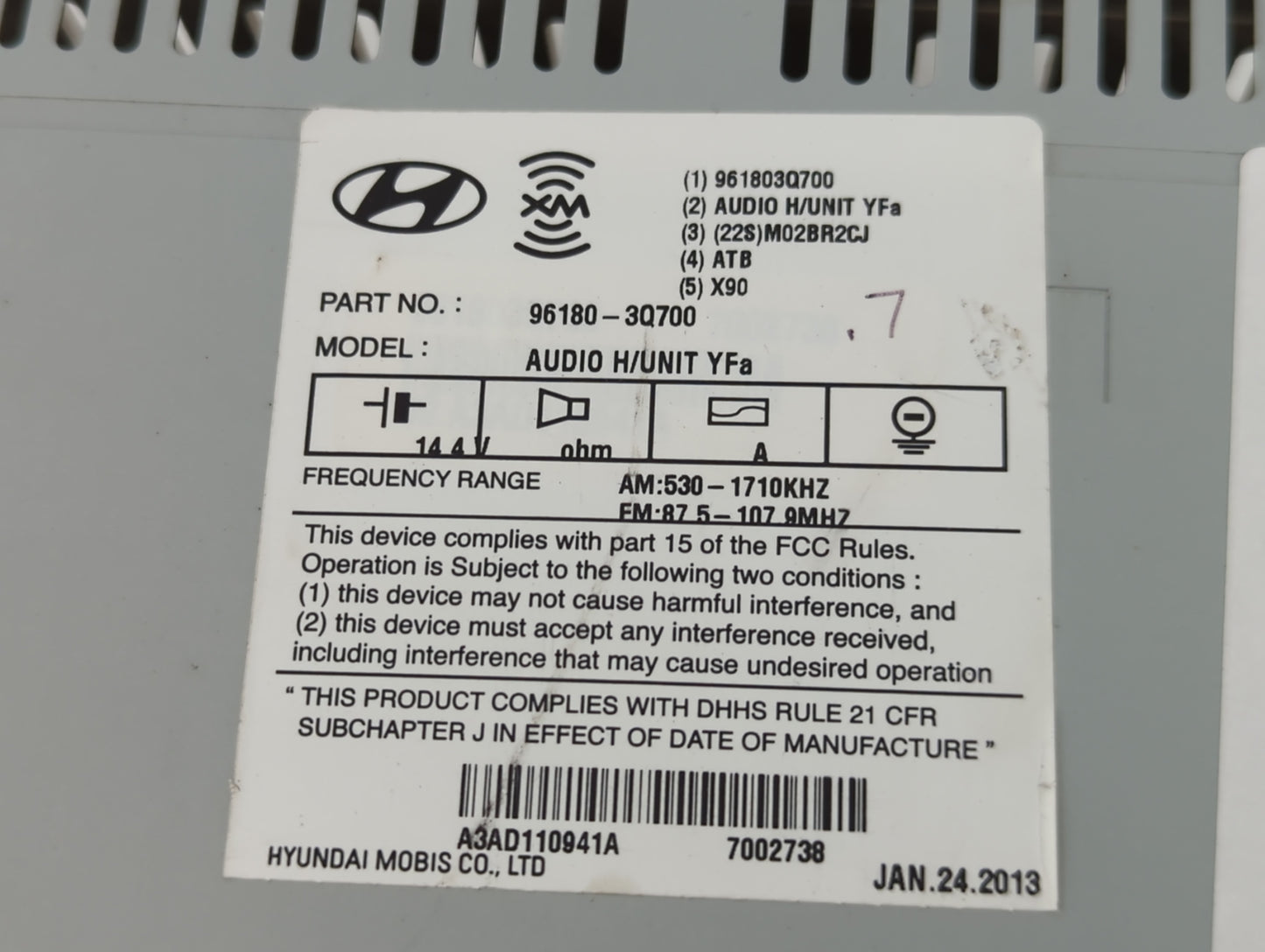 2012-2014 Hyundai Sonata Am Fm Cd Player Radio Receiver - Oemusedautoparts1.com