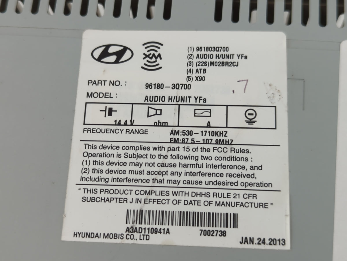 2012-2014 Hyundai Sonata Am Fm Cd Player Radio Receiver 719738 - Oemusedautoparts1.com