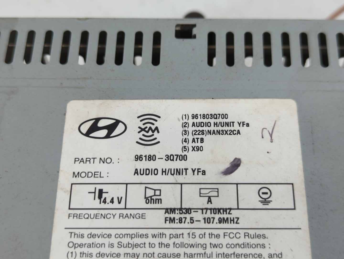 2012-2014 Hyundai Sonata Radio AM FM Cd Player Receiver Replacement P/N:96180-3Q700 Fits Fits 2012 2013 2014 OEM Used Auto P