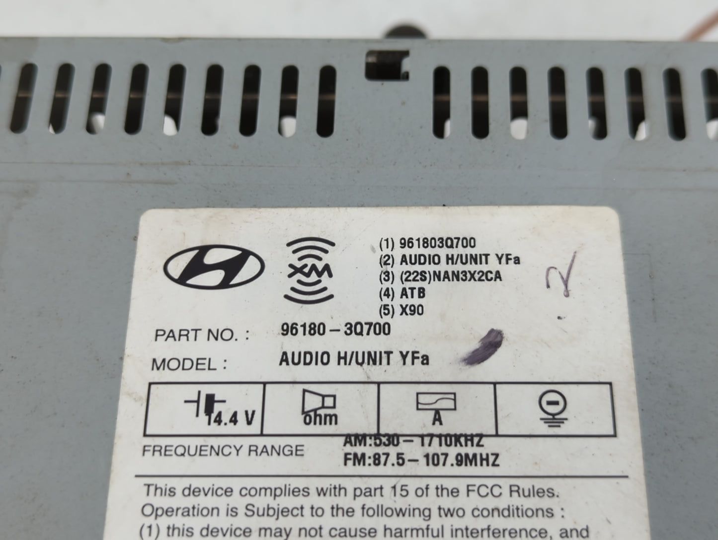 2012-2014 Hyundai Sonata Radio AM FM Cd Player Receiver Replacement P/N:96180-3Q700 Fits Fits 2012 2013 2014 OEM Used Auto P