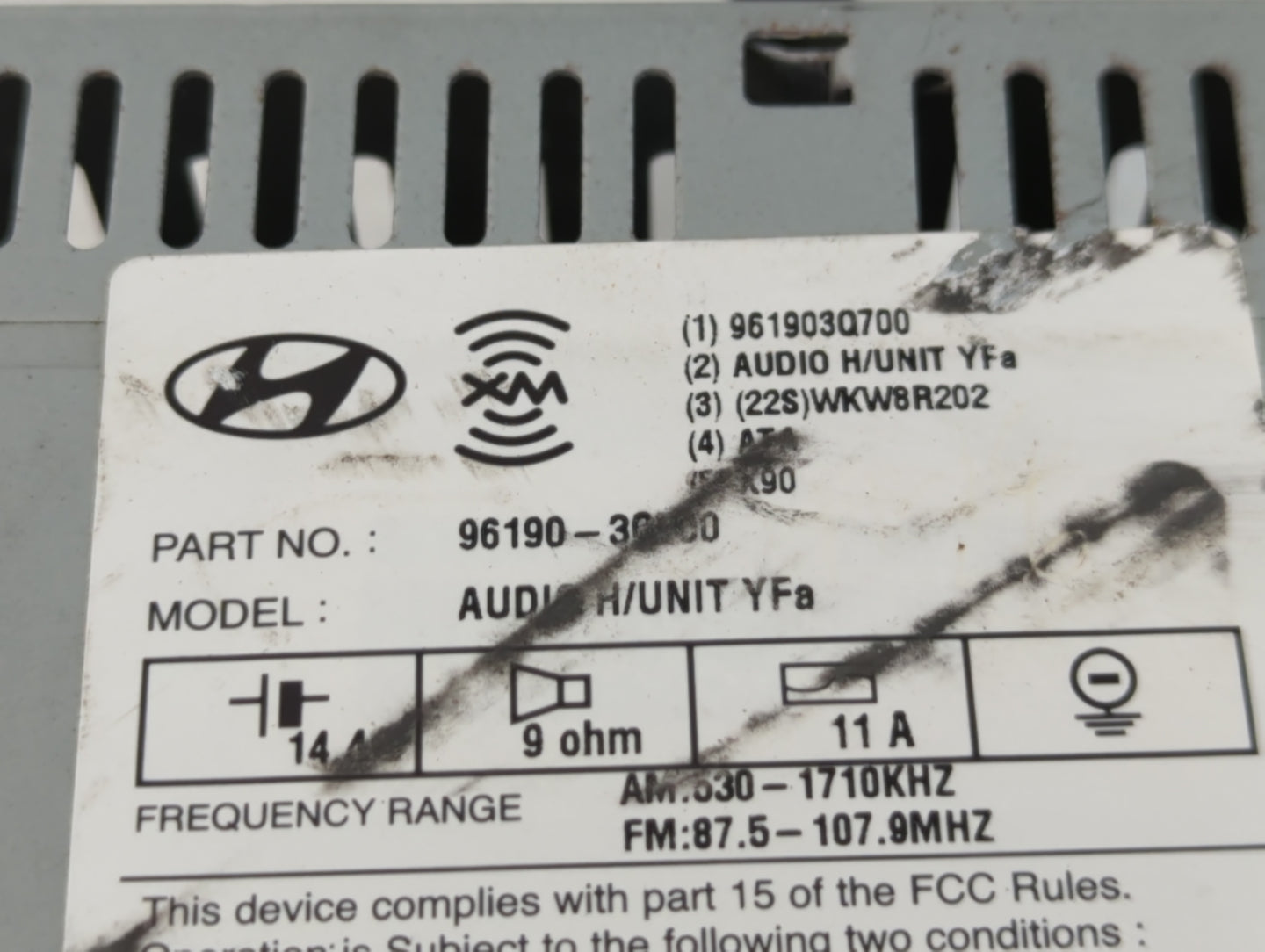 2013-2014 Hyundai Sonata Radio AM FM Cd Player Receiver Replacement P/N:96190-3Q600 Fits Fits 2013 2014 OEM Used Auto Parts 