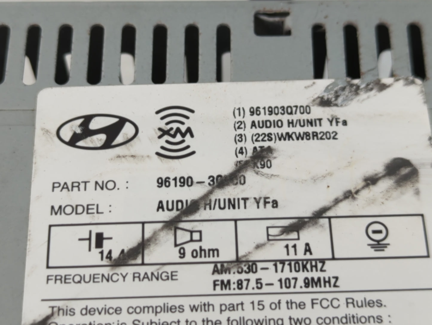 2013-2014 Hyundai Sonata Radio AM FM Cd Player Receiver Replacement P/N:96190-3Q600 Fits Fits 2013 2014 OEM Used Auto Parts 