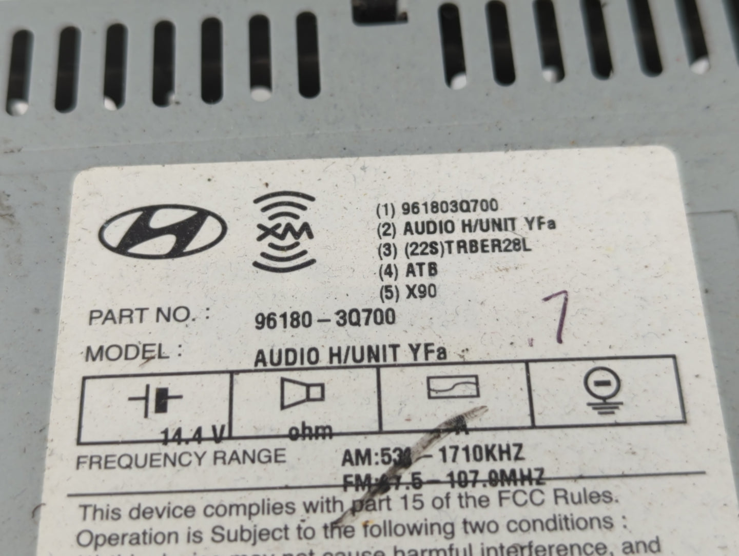 2013 Hyundai Sonata Radio AM FM Cd Player Receiver Replacement P/N:96180-3Q700 Fits OEM Used Auto Parts - Oemusedautoparts1.