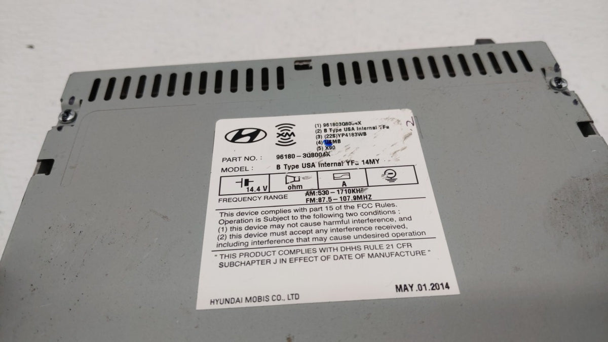 2013 Hyundai Sonata Radio AM FM Cd Player Receiver Replacement P/N:96170-3Q0004X 96180-3Q8004X Fits Fits 2014 OEM Used Auto 