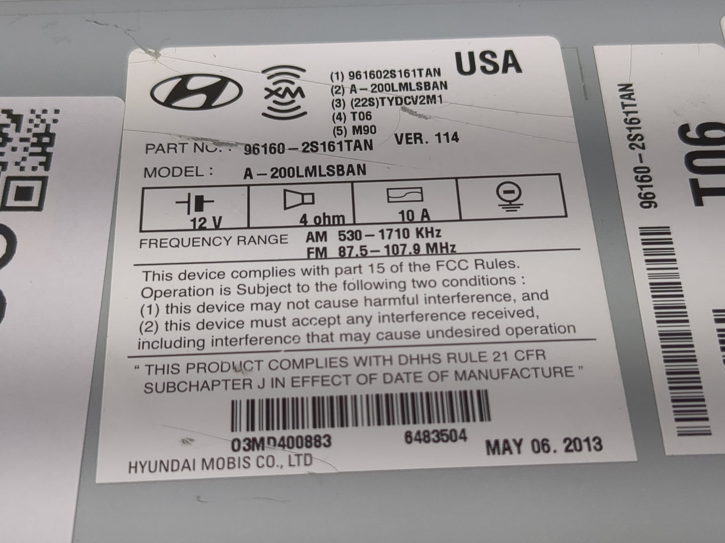2010-2013 Hyundai Tucson Radio AM FM Cd Player Receiver Replacement P/N:96160-2S161TAN Fits Fits 2010 2011 2012 2013 OEM Use
