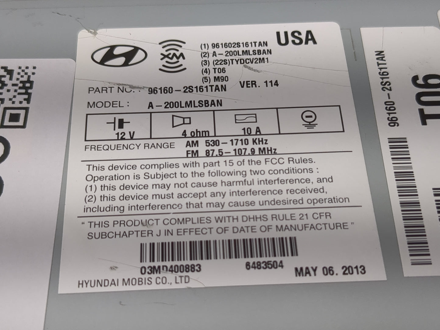 2010-2013 Hyundai Tucson Radio AM FM Cd Player Receiver Replacement P/N:96160-2S161TAN Fits Fits 2010 2011 2012 2013 OEM Use