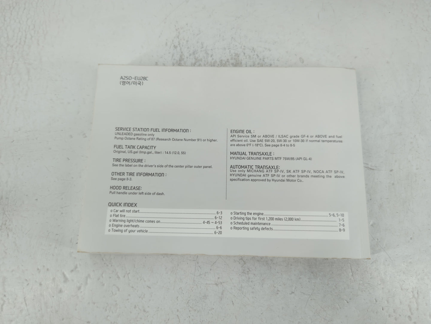 2013 Hyundai Tucson Owners Manual Book Guide P/N:A2S0-EU28C OEM Used Auto Parts - Oemusedautoparts1.com