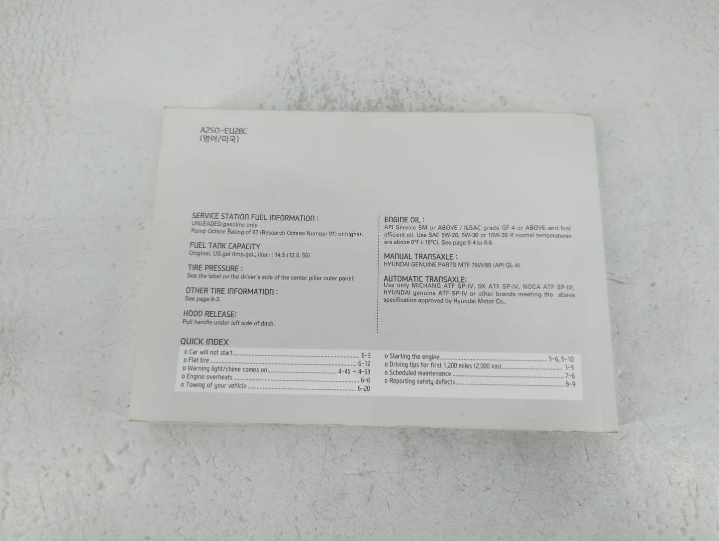 2013 Hyundai Tucson Owners Manual Book Guide P/N:A2S0-EU28C OEM Used Auto Parts - Oemusedautoparts1.com