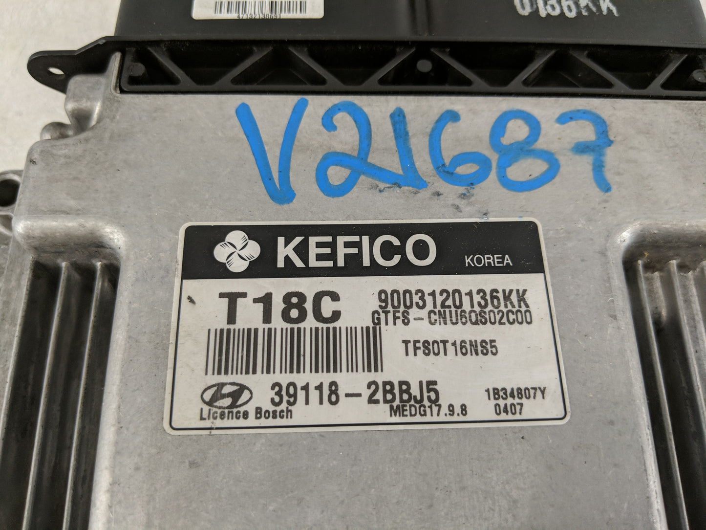 2013 Hyundai Veloster PCM Engine Control Computer ECU ECM PCU OEM P/N:39118-2BBJ5 Fits OEM Used Auto Parts - Oemusedautopart