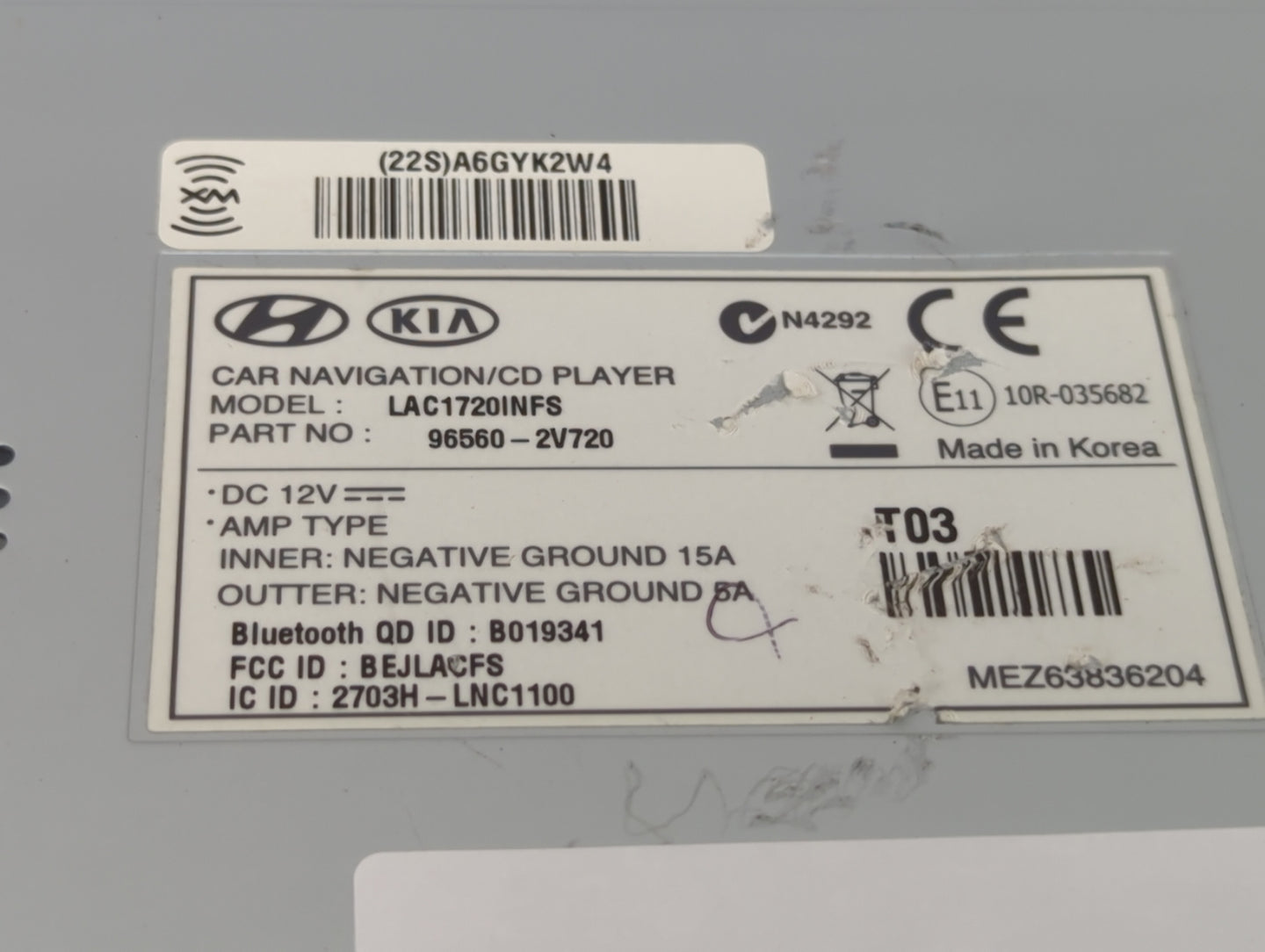 2013 Hyundai Veloster Radio AM FM Cd Player Receiver Replacement P/N:LAC1720INFS 96560-2V720, BEJLACFS, 2703H-LNC1100 Fits O
