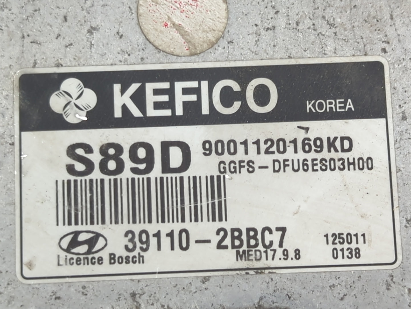 2013-2014 Hyundai Veloster PCM Engine Control Computer ECU ECM PCU OEM P/N:39110-2BBC7 9001120169KD Fits Fits 2013 2014 OEM 