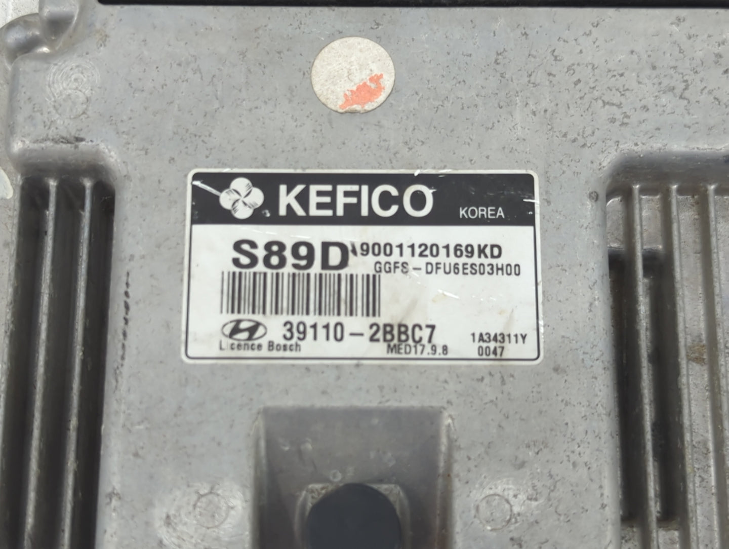 2013-2014 Hyundai Veloster PCM Engine Control Computer ECU ECM PCU OEM P/N:39110-2BBC7 S89D9001120169KD Fits Fits 2013 2014 