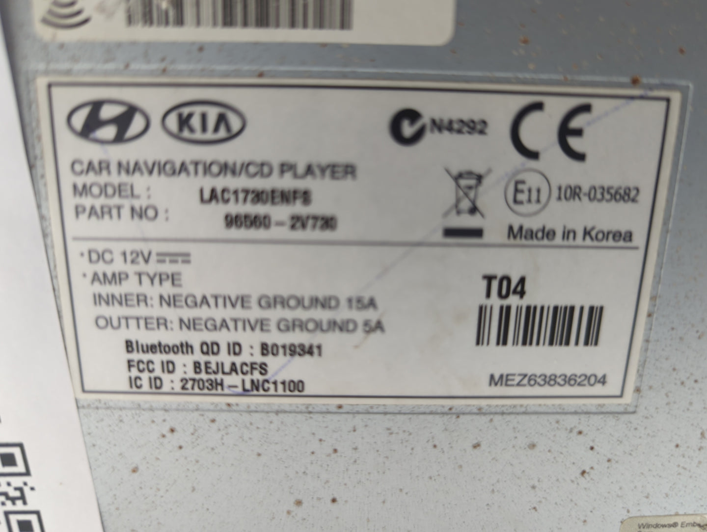 2012-2015 Hyundai Veloster Radio AM FM Cd Player Receiver Replacement P/N:LAC1730ENFS 96560-2V730 Fits Fits 2012 2013 2014 2