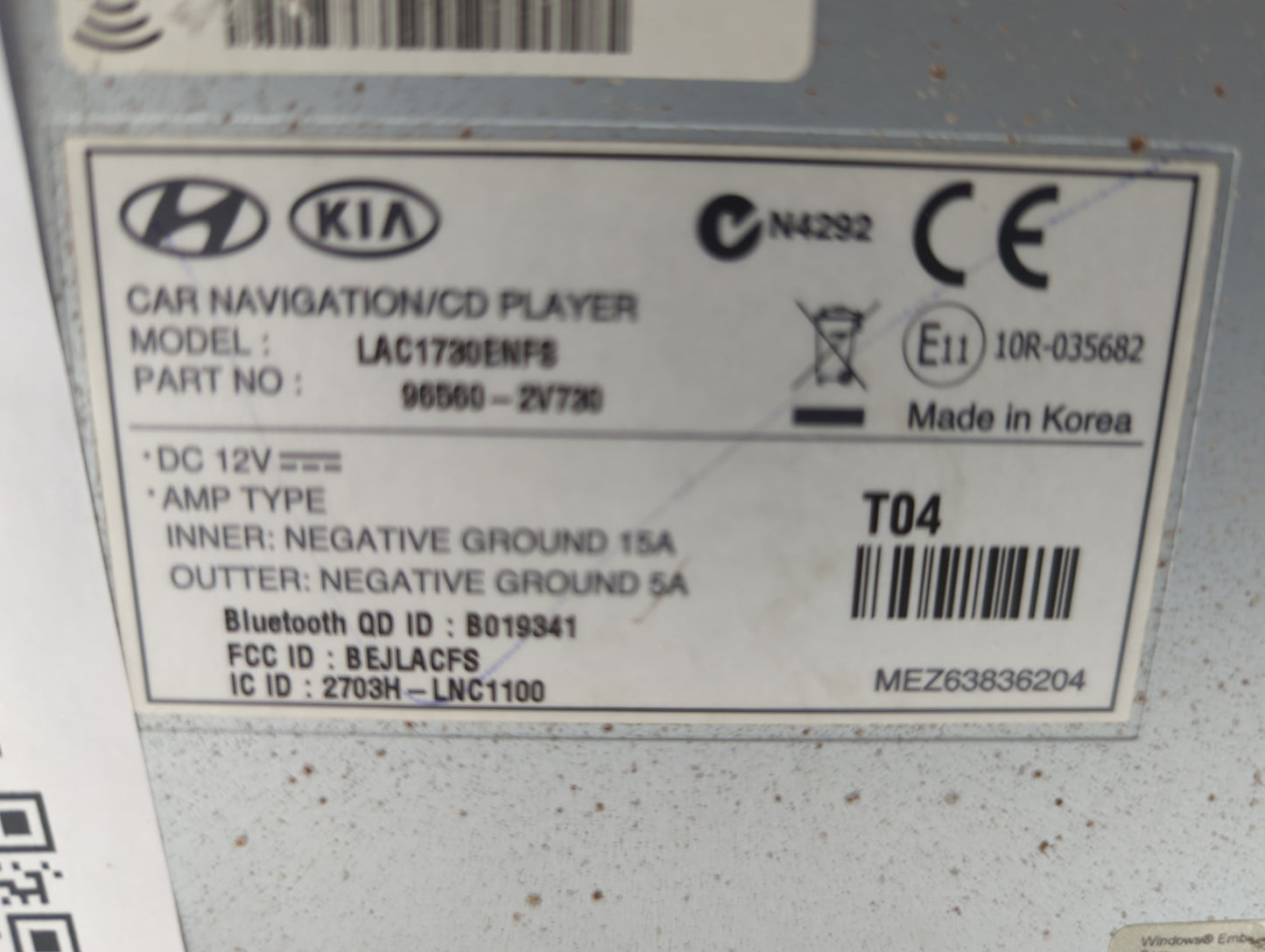 2012-2015 Hyundai Veloster Radio AM FM Cd Player Receiver Replacement P/N:LAC1730ENFS 96560-2V730 Fits Fits 2012 2013 2014 2