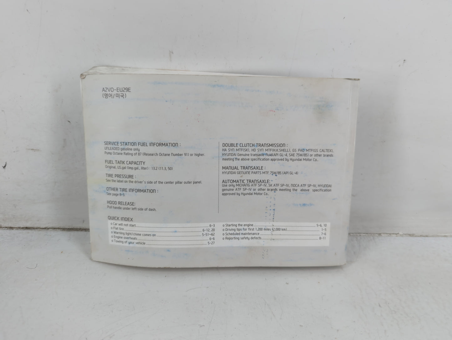 2013 Hyundai Veloster Owners Manual Book Guide P/N:A2V0-EU29E OEM Used Auto Parts - Oemusedautoparts1.com
