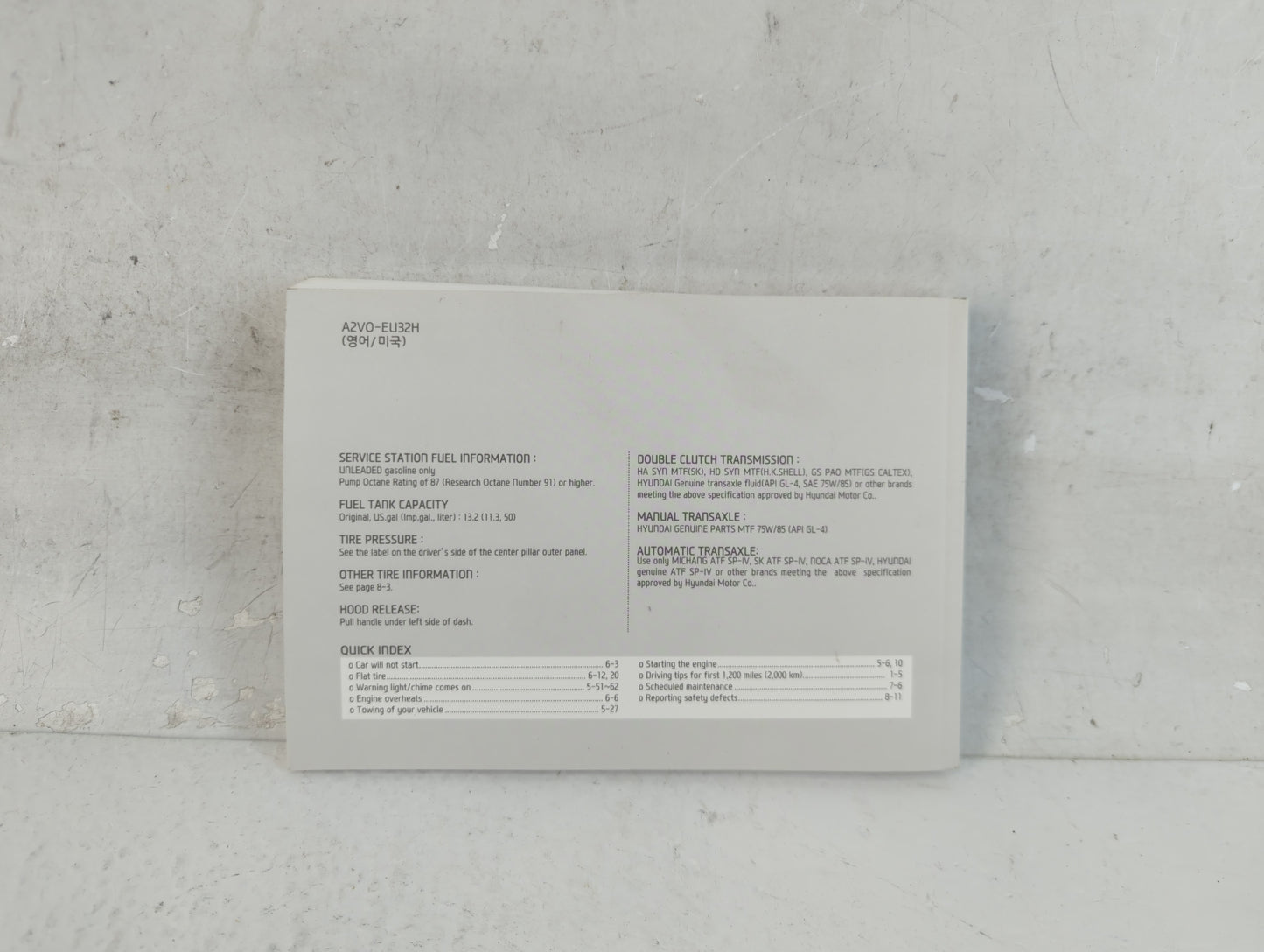 2013 Hyundai Veloster Owners Manual Book Guide P/N:A2V0-EU32H OEM Used Auto Parts - Oemusedautoparts1.com