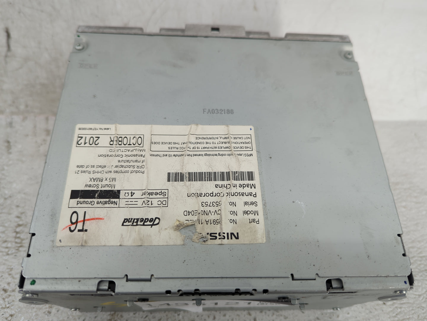 2011-2013 Infiniti G37 Radio AM FM Cd Player Receiver Replacement P/N:2591A1MA2E CV-VN01E04D Fits OEM Used Auto Parts - Oemu