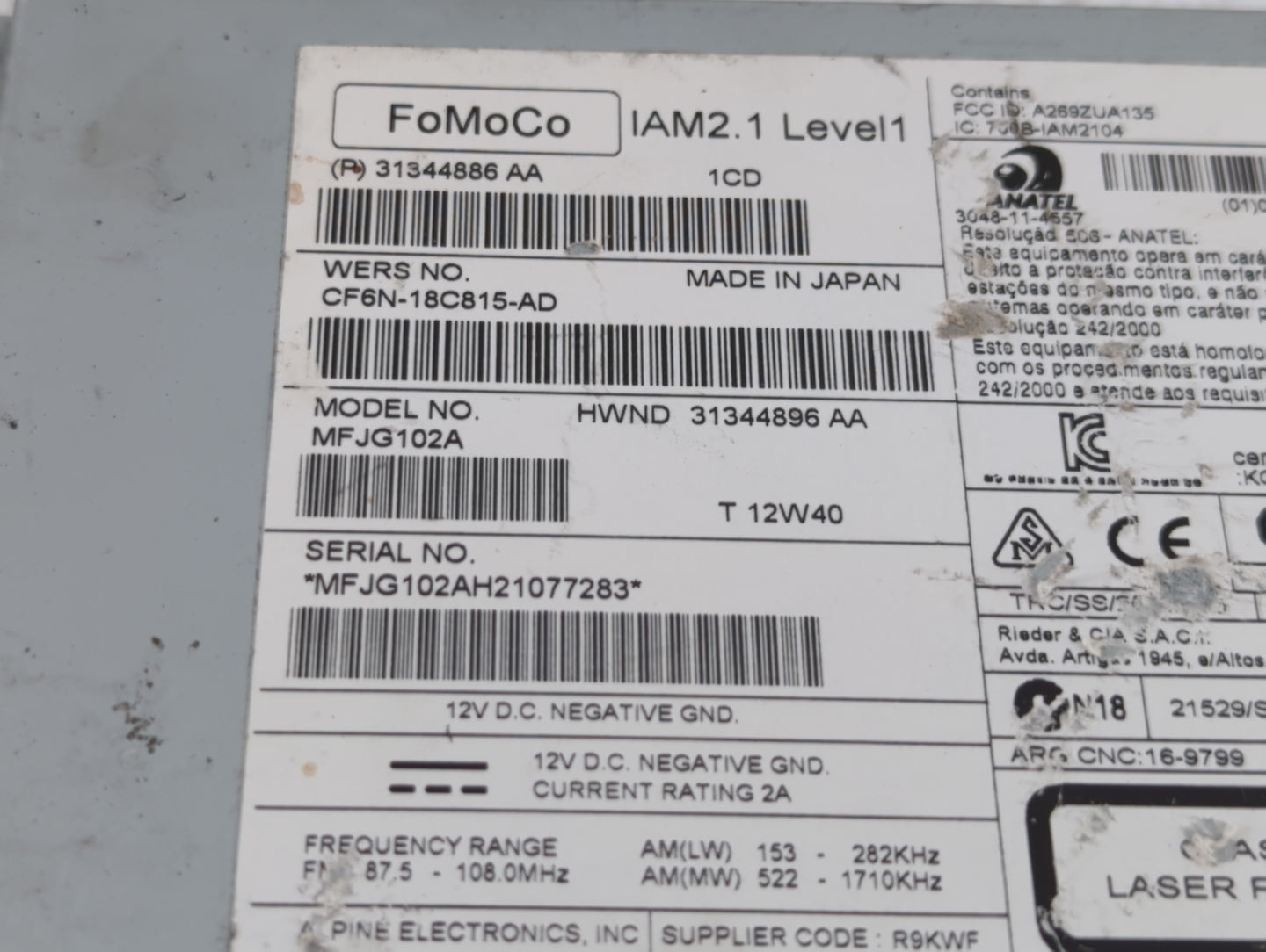 2012-2013 Jaguar Xf Am Fm Cd Player Radio Receiver - Oemusedautoparts1.com