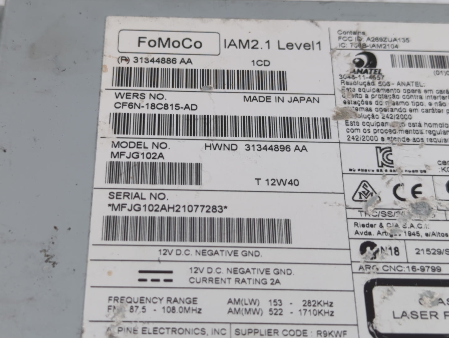 2012-2013 Jaguar Xf Am Fm Cd Player Radio Receiver - Oemusedautoparts1.com
