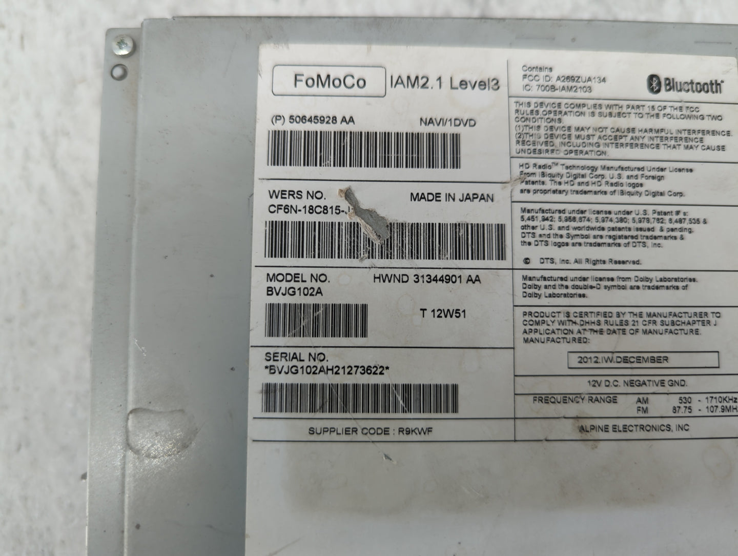 2011-2015 Jaguar Xj Am Fm Cd Player Radio Receiver - Oemusedautoparts1.com