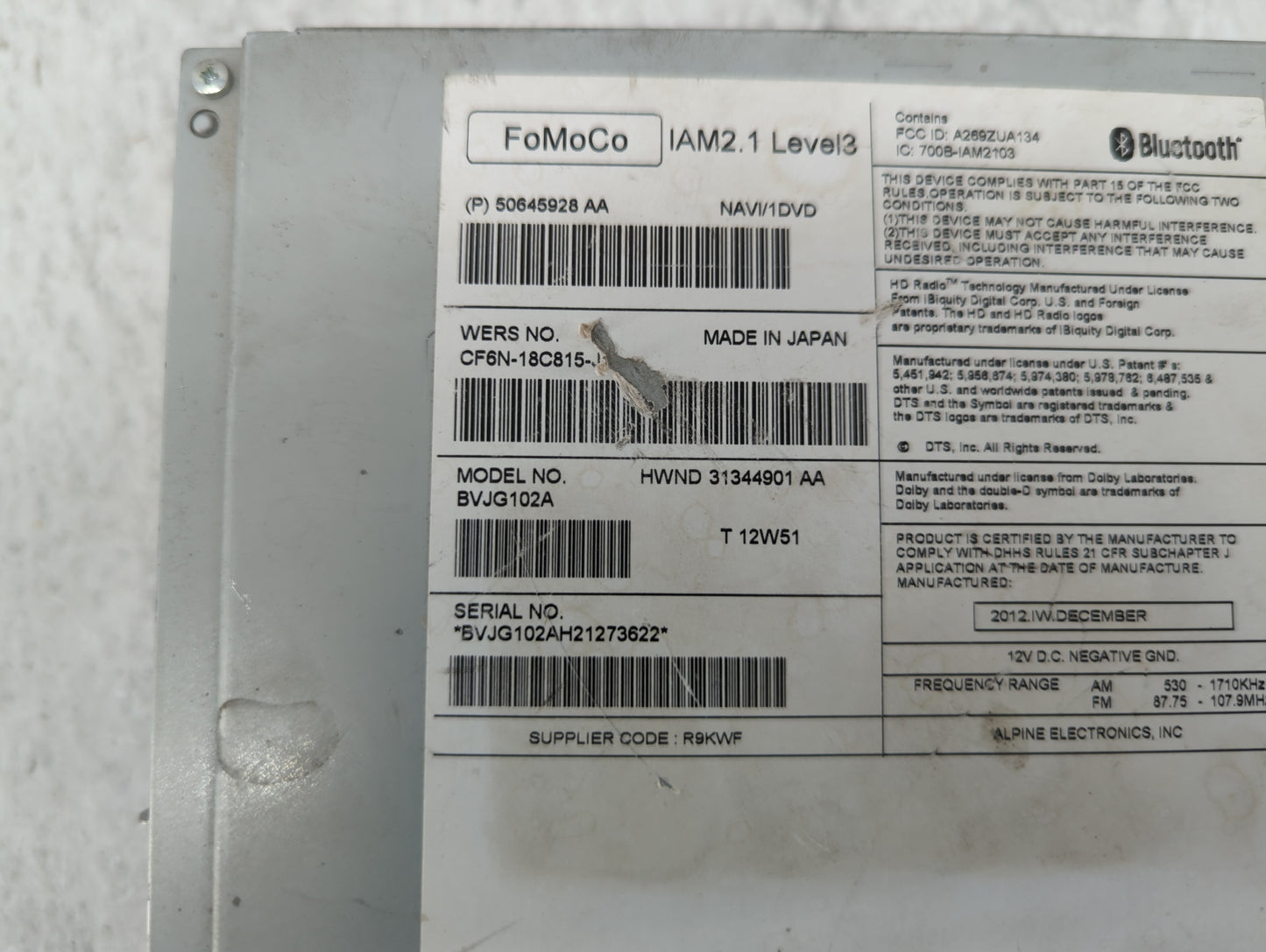 2011-2015 Jaguar Xj Am Fm Cd Player Radio Receiver - Oemusedautoparts1.com