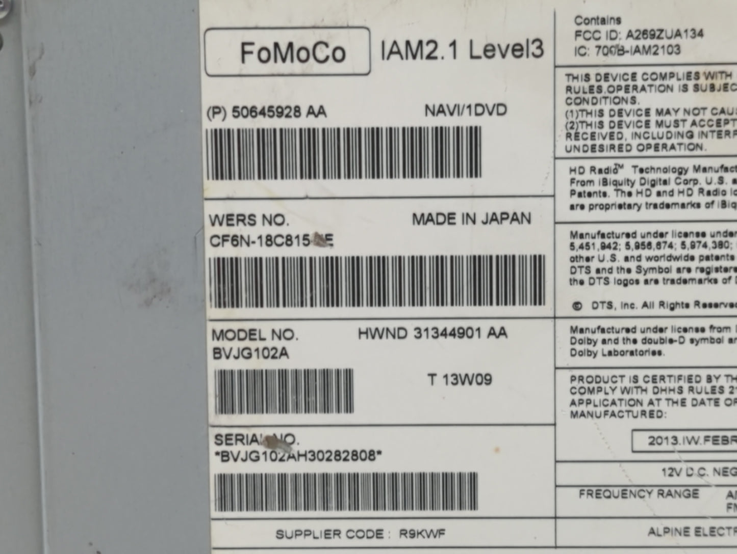 2011-2015 Jaguar Xj Am Fm Cd Player Radio Receiver - Oemusedautoparts1.com