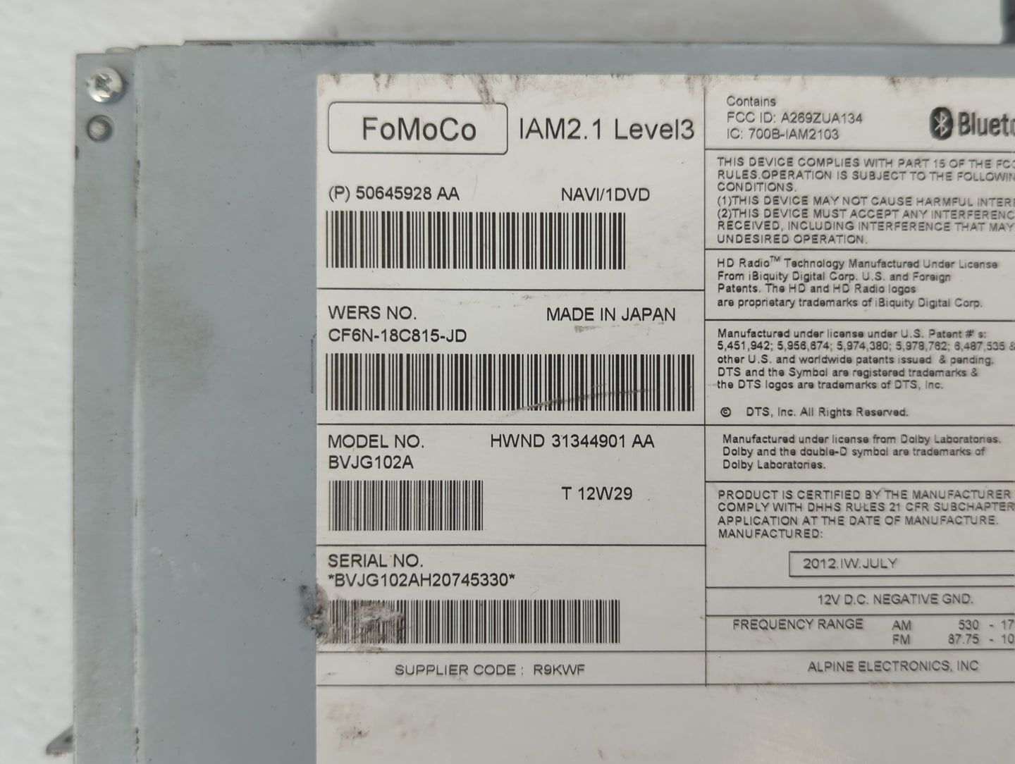 2011-2015 Jaguar Xj Am Fm Cd Player Radio Receiver - Oemusedautoparts1.com