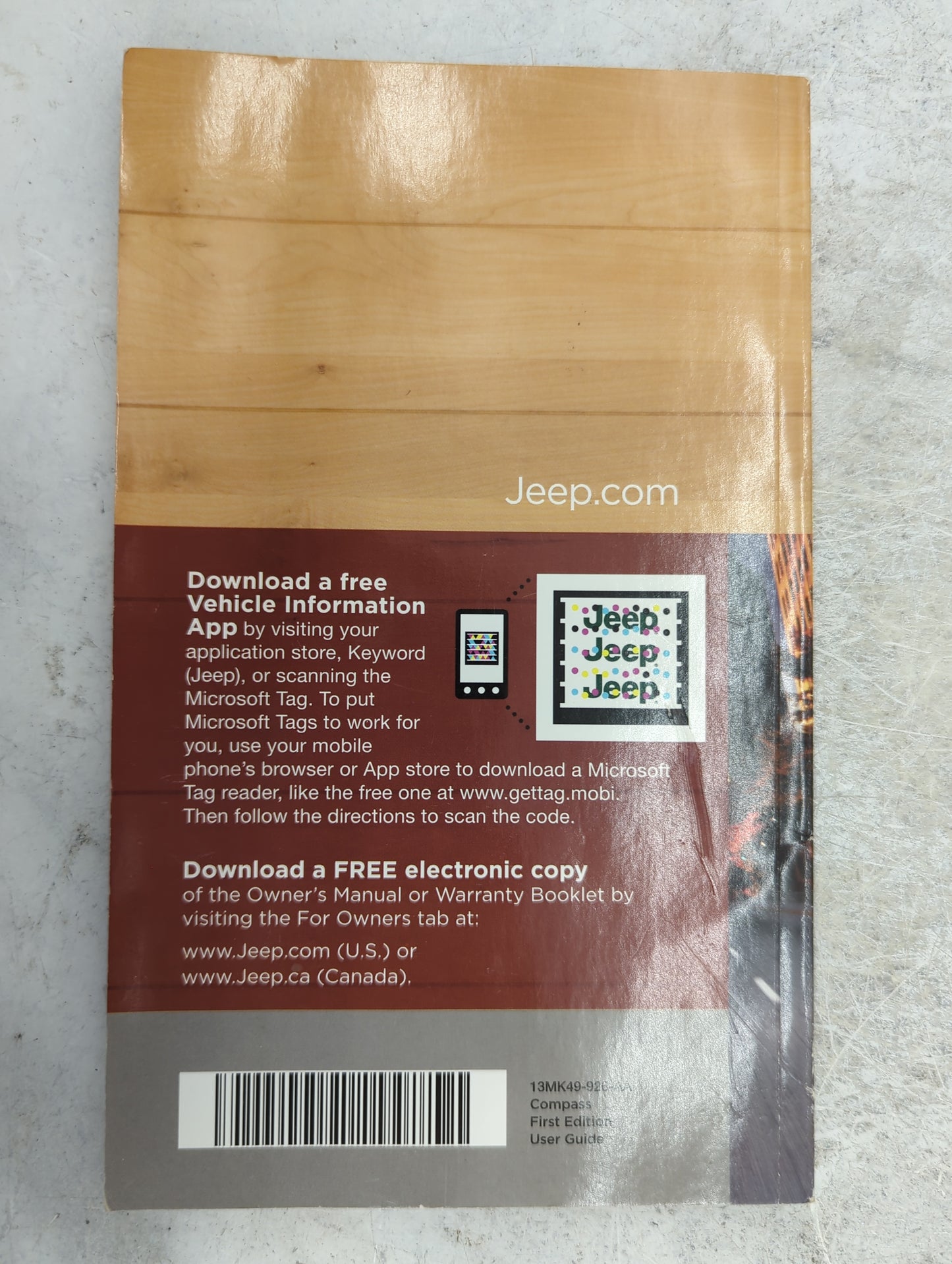 2013 Jeep Compass Owners Manual Book Guide P/N:13MK49-926-AA OEM Used Auto Parts - Oemusedautoparts1.com
