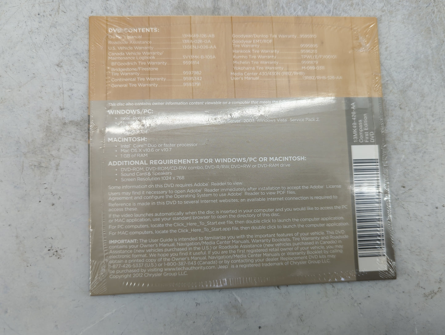 2013 Jeep Compass Owners Manual Book Guide P/N:13MK49-926-AA OEM Used Auto Parts - Oemusedautoparts1.com