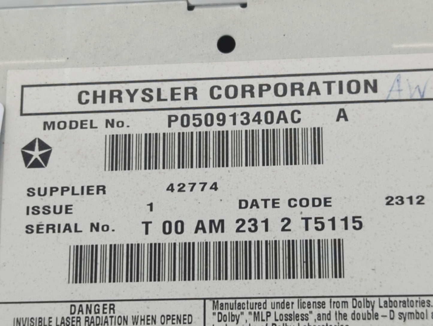 2013 Jeep Grand Cherokee Radio AM FM Cd Player Receiver Replacement P/N:P05091340AC Fits OEM Used Auto Parts - Oemusedautopa