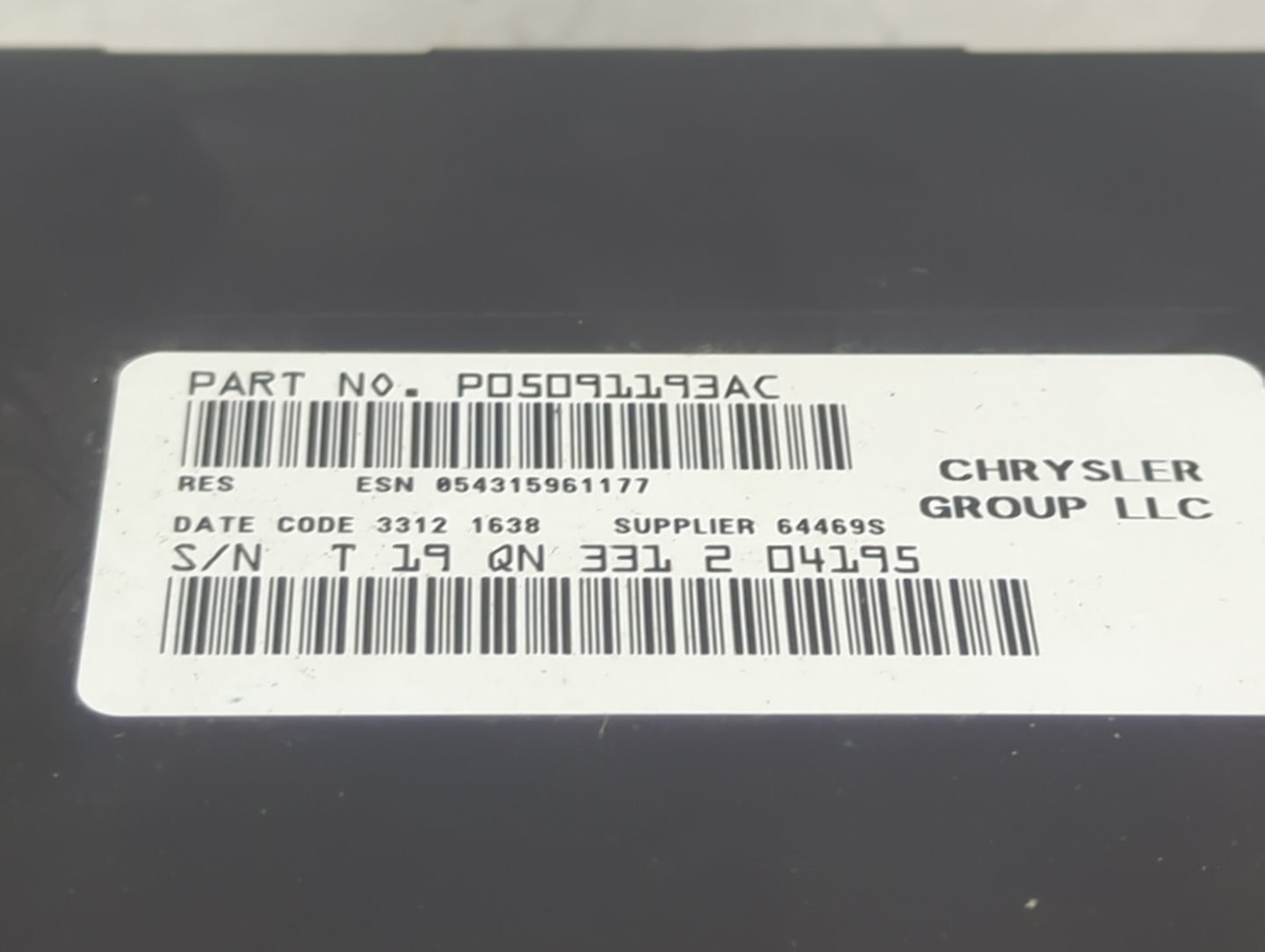 2013 Jeep Grand Cherokee Radio AM FM Cd Player Receiver Replacement P/N:P05091193AC 05091193AC Fits OEM Used Auto Parts - Oe