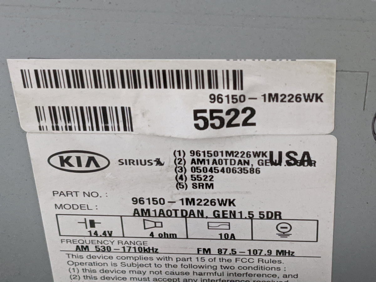 2010-2013 Kia Forte Radio AM FM Cd Player Receiver Replacement P/N:96150-1M226WK Fits 2010 2011 2012 2013 OEM Used Auto Part