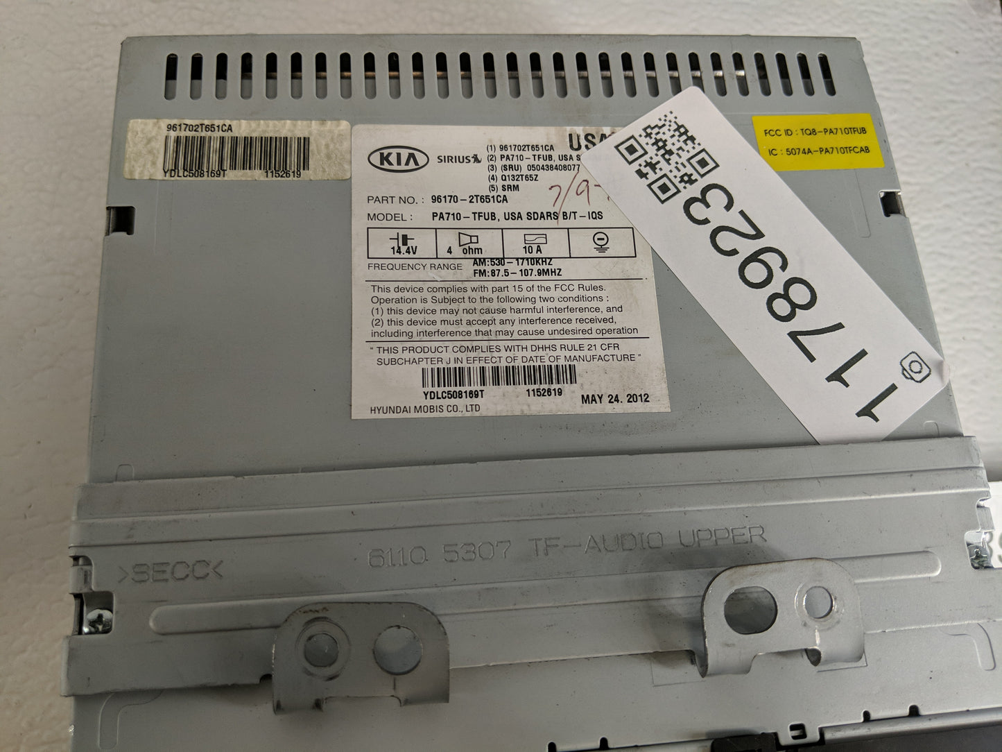 2011-2013 Kia Optima Radio AM FM Cd Player Receiver Replacement P/N:96170-2T615CA Fits Fits 2011 2012 2013 OEM Used Auto Par