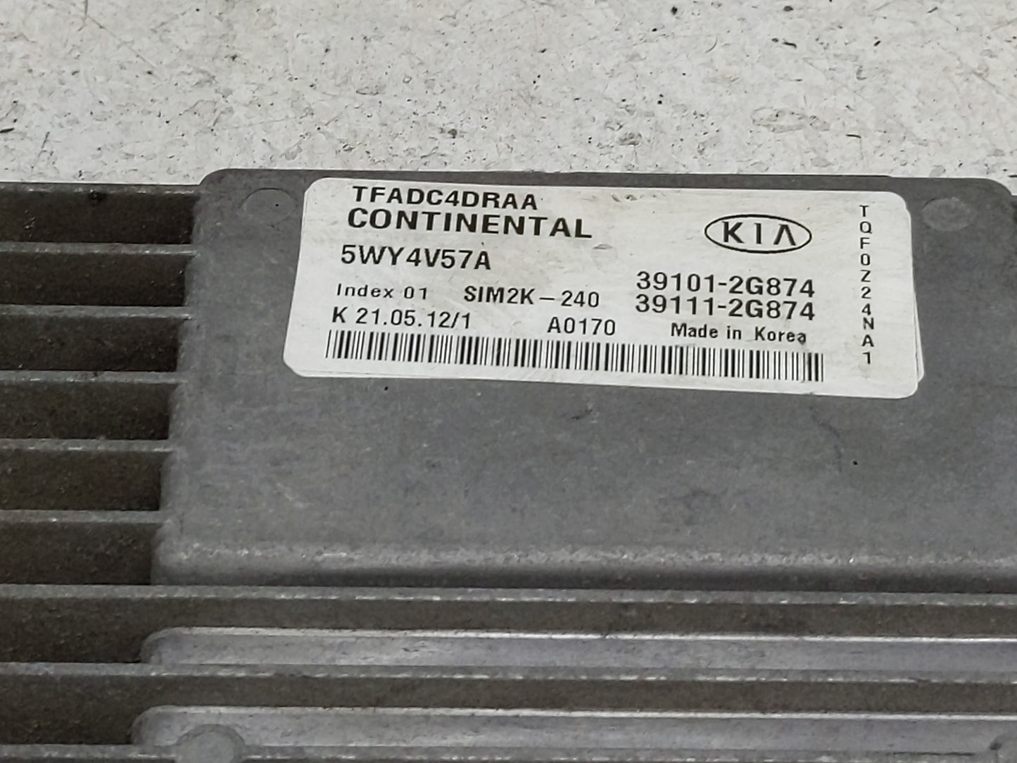 2011-2013 Kia Optima PCM Engine Control Computer ECU ECM PCU OEM P/N:39111-2G874 Fits Fits 2011 2012 2013 OEM Used Auto Part