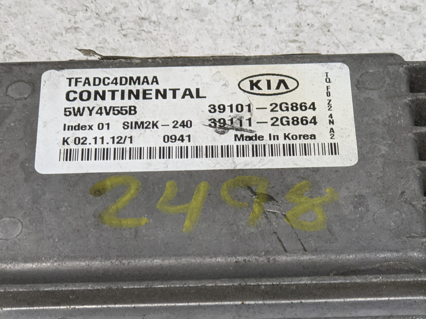 2011-2013 Kia Optima PCM Engine Control Computer ECU ECM PCU OEM P/N:39111-2G864 39101-2G864 Fits Fits 2011 2012 2013 OEM Us