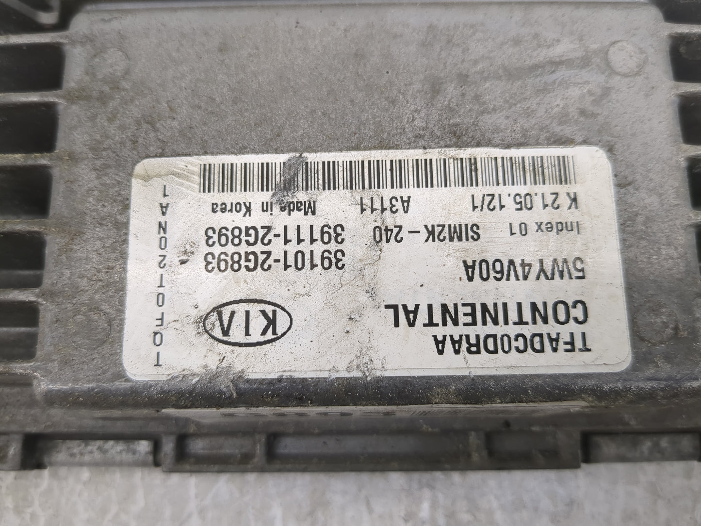 2011-2013 Kia Optima PCM Engine Control Computer ECU ECM PCU OEM P/N:39101-2G893 39111-2G893, 5WY4V60A Fits Fits 2011 2012 2