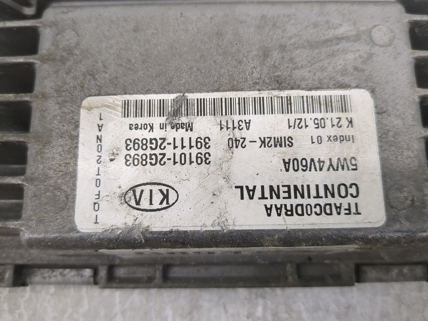 2011-2013 Kia Optima PCM Engine Control Computer ECU ECM PCU OEM P/N:39101-2G893 39111-2G893, 5WY4V60A Fits Fits 2011 2012 2