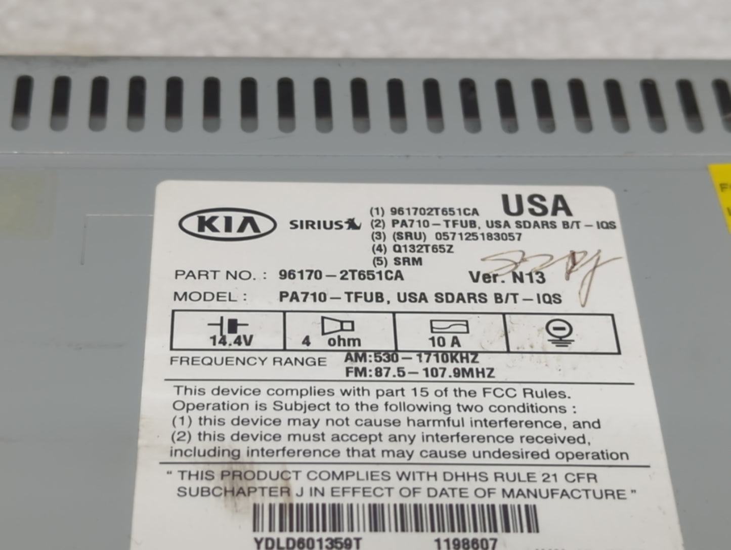 2011-2013 Kia Optima Radio AM FM Cd Player Receiver Replacement P/N:96170-2T651CA PA710-TFUB Fits Fits 2011 2012 2013 OEM Us